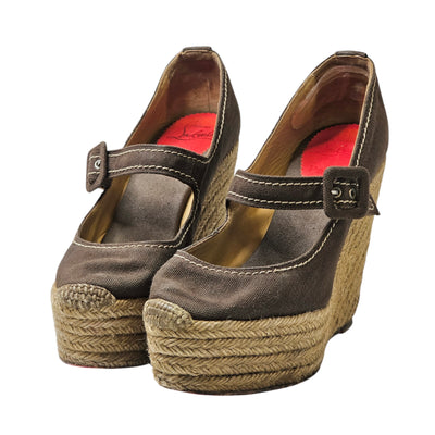 CHRISTIAN LOUBOUTIN ESPADRILLE WEDGE HEELS EU 38/ UK 5