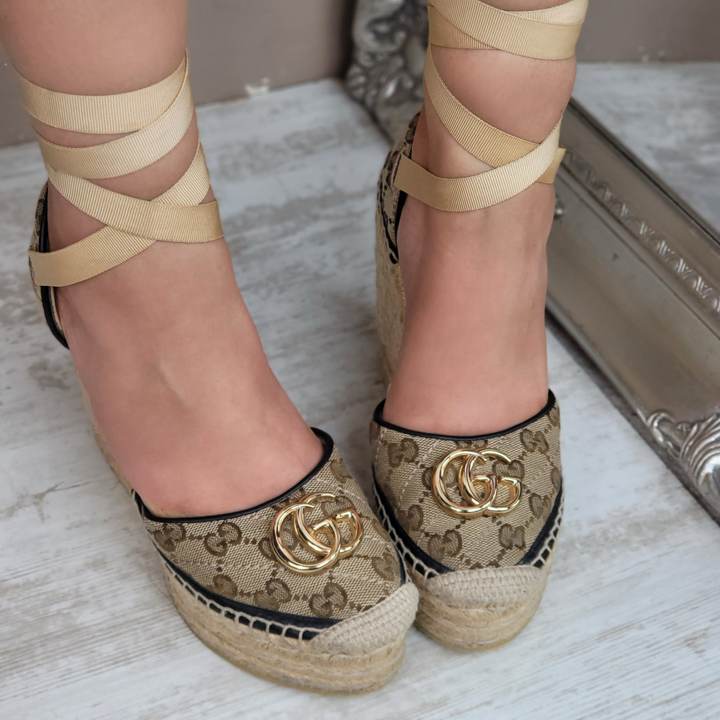 GUCCI ESPRADRILLE WEDGE HEELS EU 36/ UK 3