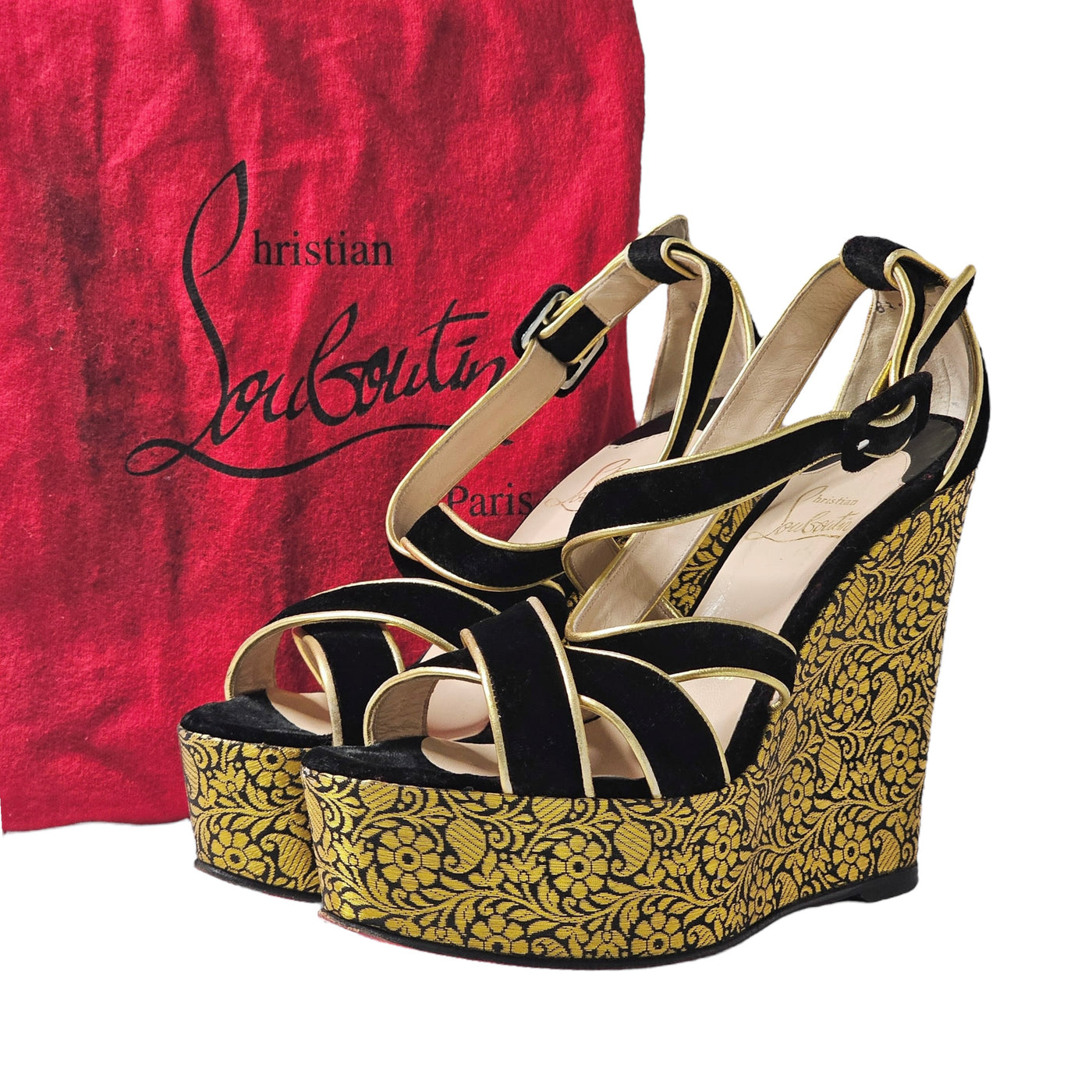 CHRISTIAN LOUBOUTIN VIVA ZEPPA WEDGE HEELS EU 37.5/ UK 4.5