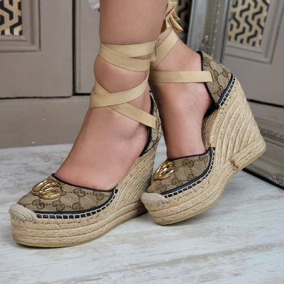 GUCCI ESPRADRILLE WEDGE HEELS EU 36/ UK 3