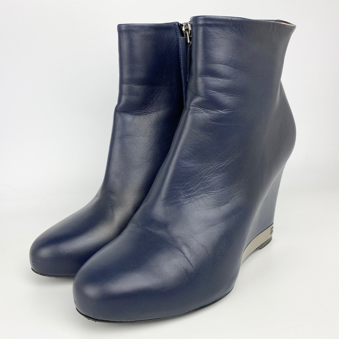 CHANEL LEATHER WEDGE BOOTS EU 38.5/ UK 5.5