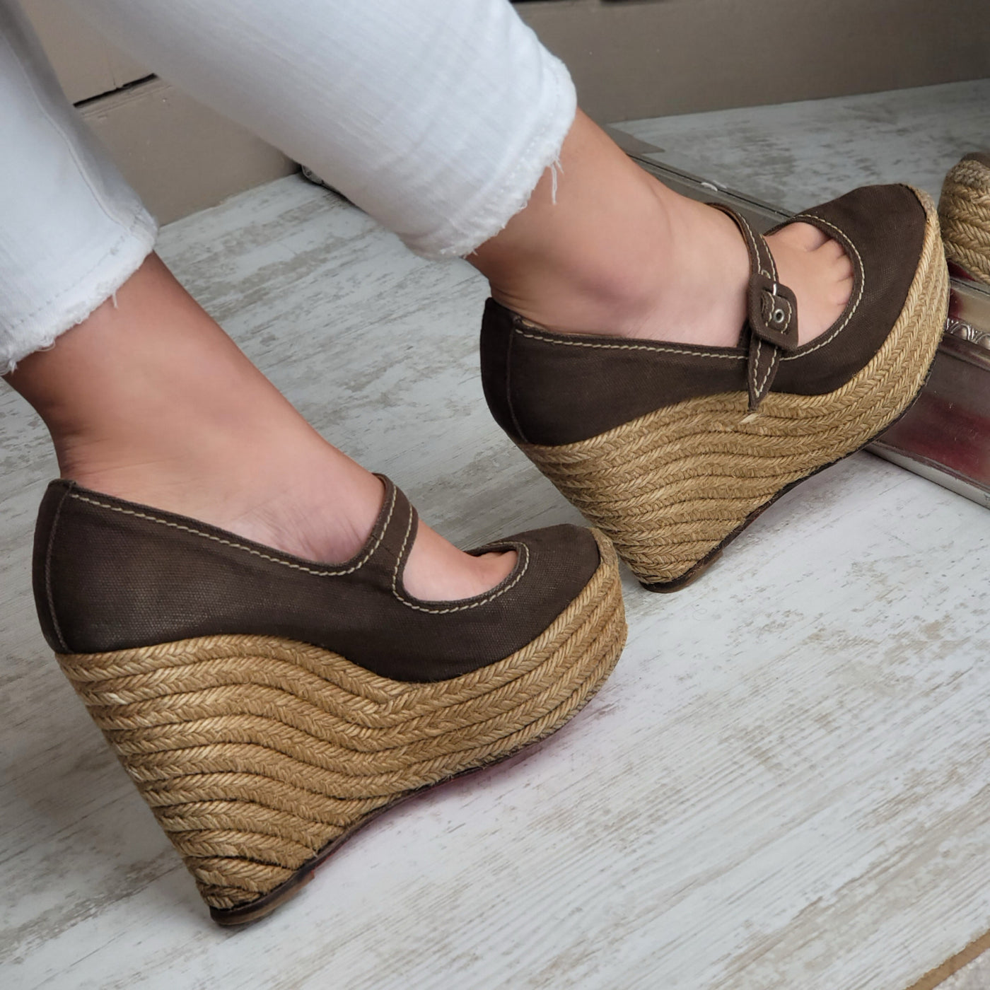 CHRISTIAN LOUBOUTIN ESPADRILLE WEDGE HEELS EU 38/ UK 5