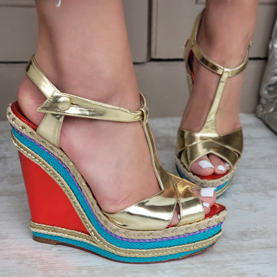 CHRISTIAN LOUBOUTIN TROTOLITA WEDGE HEELS EU 37.5/ UK 4.5