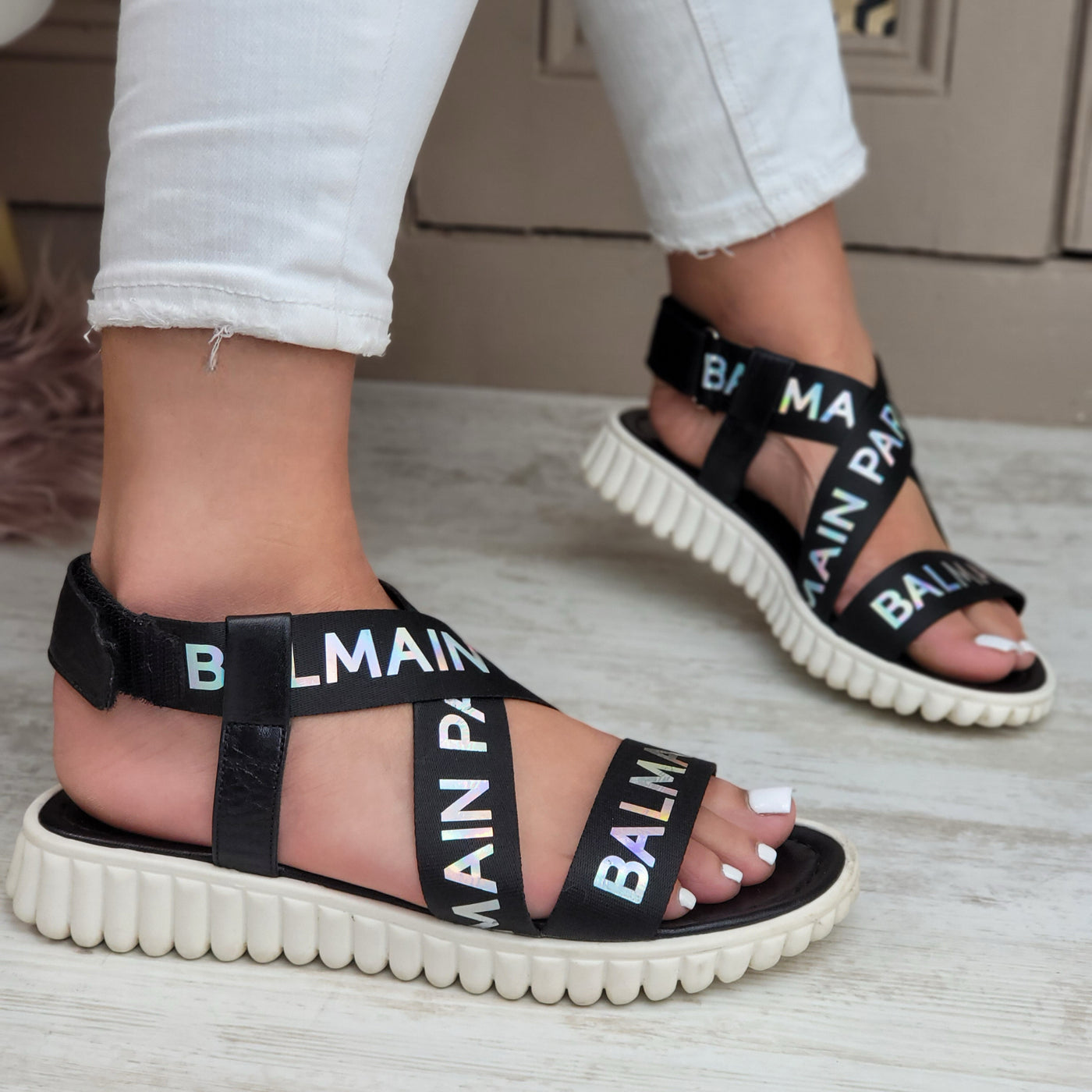 BALMAIN LOGO SANDALS EU SIZE 38/ UK 5