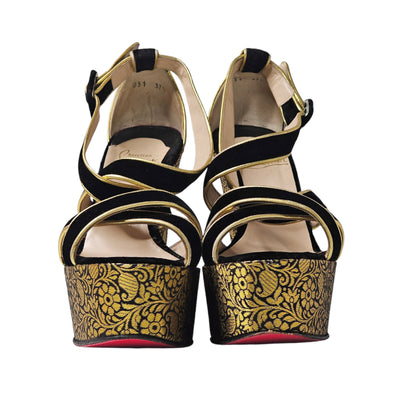 CHRISTIAN LOUBOUTIN VIVA ZEPPA WEDGE HEELS EU 37.5/ UK 4.5