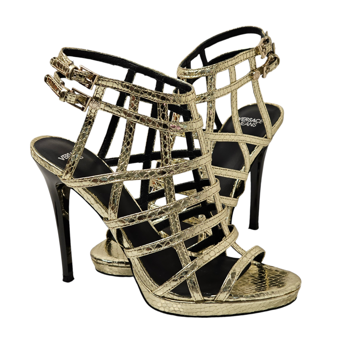 VERSACE JEANS CAGED HEELS EU 37/ UK 4