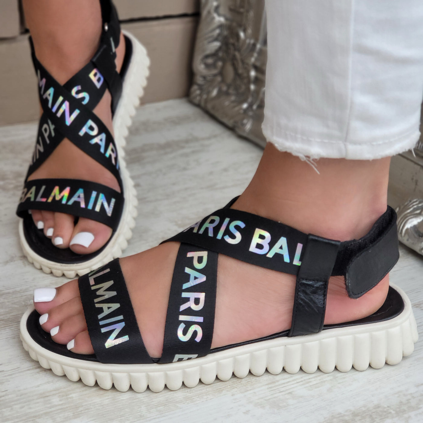 BALMAIN LOGO SANDALS EU SIZE 38/ UK 5