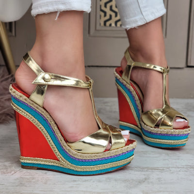 CHRISTIAN LOUBOUTIN TROTOLITA WEDGE HEELS EU 37.5/ UK 4.5