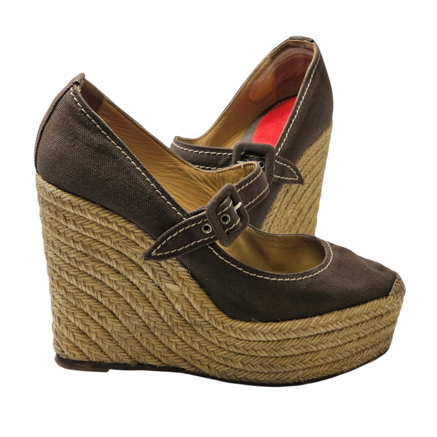 CHRISTIAN LOUBOUTIN ESPADRILLE WEDGE HEELS EU 38/ UK 5