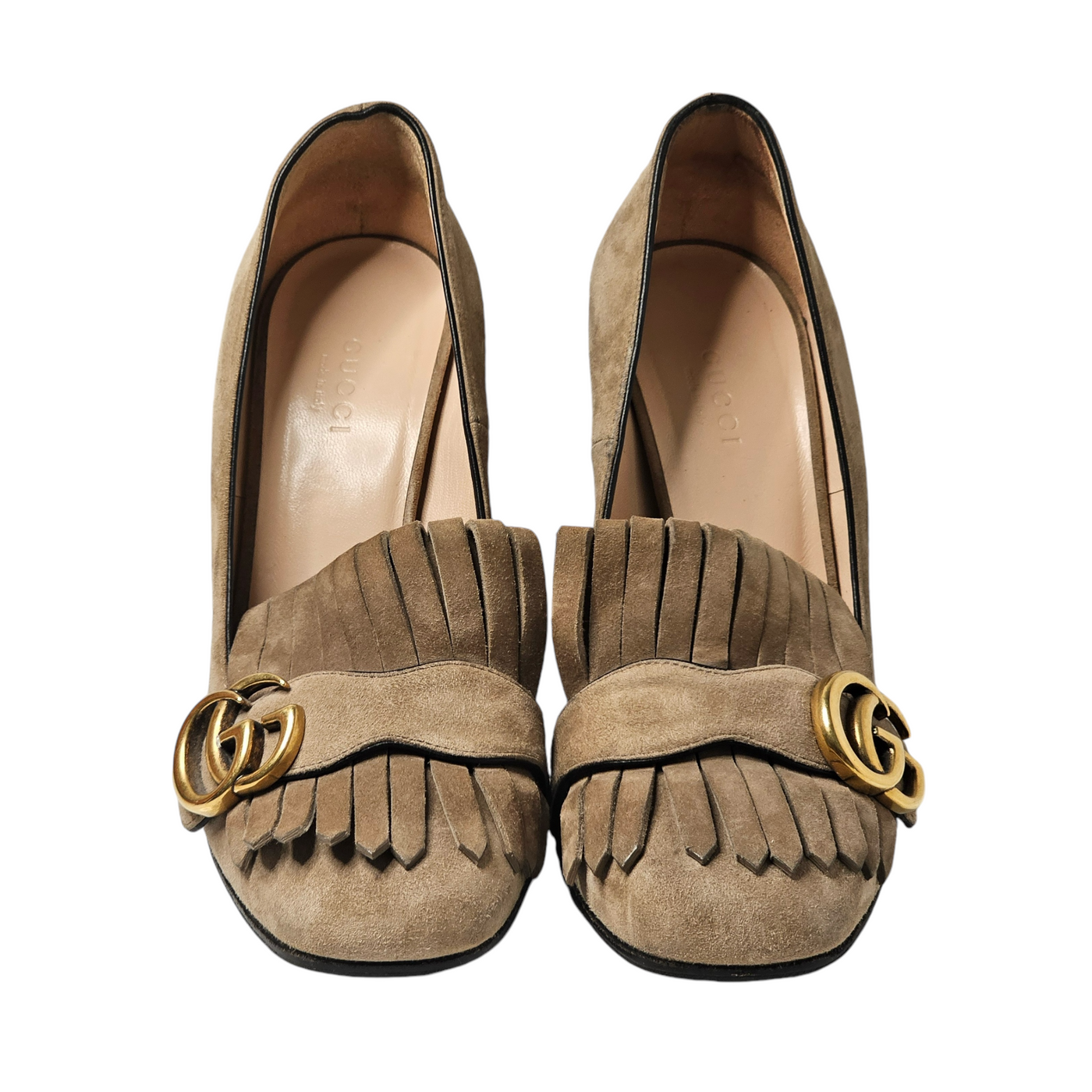 GUCCI MARMONT SUEDE FRINGE HEELS EU 37/ UK 4