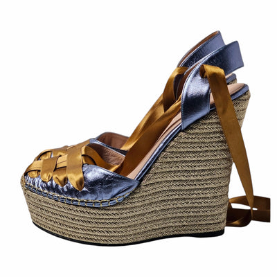 GUCCI ALEXIS ESPADRILLE WEDGE HEELS EU 38/ UK 5