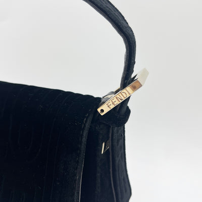 FENDI CRYSTAL FF VELVET BAGUETTE BAG