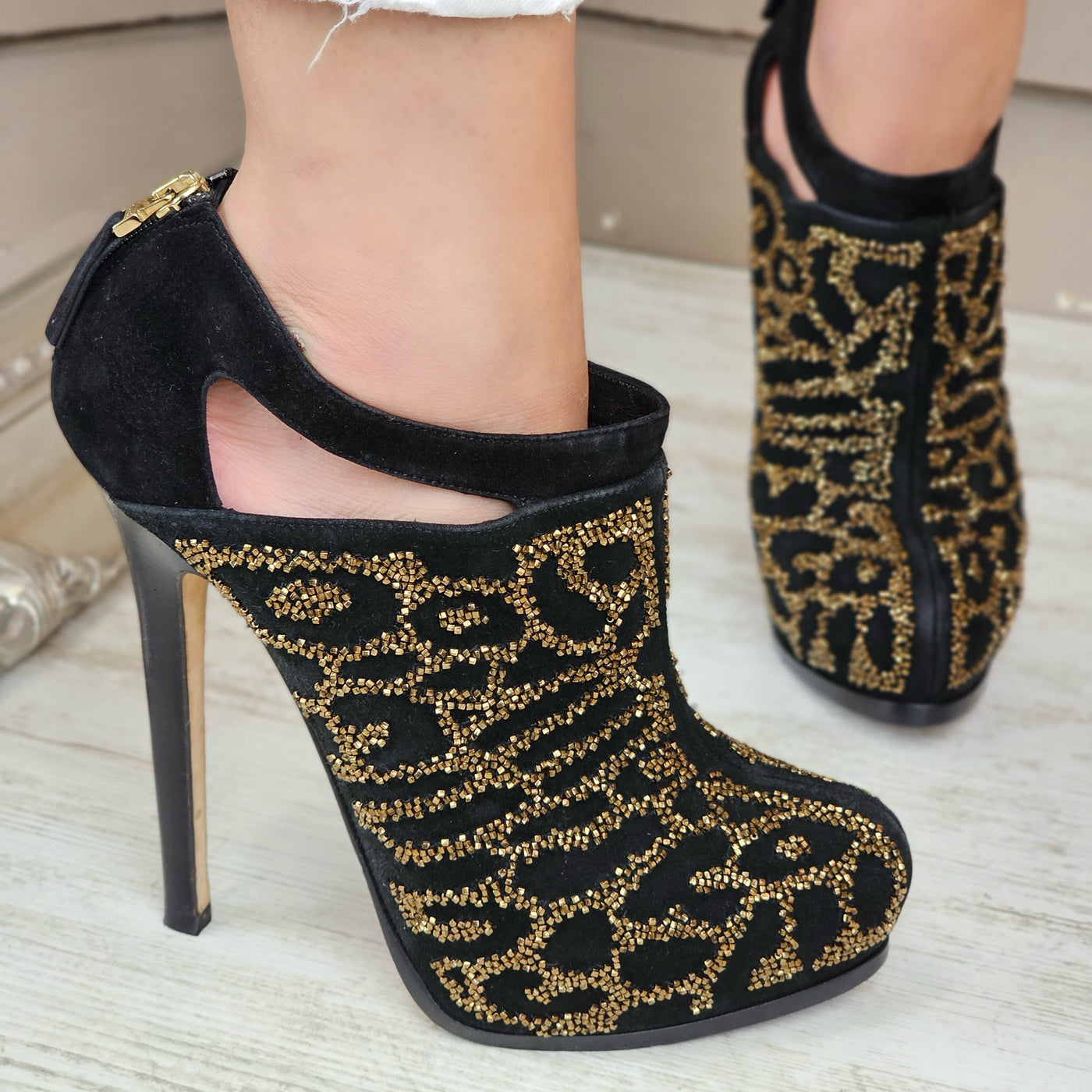 Fendi Beaded Ankle Boots 