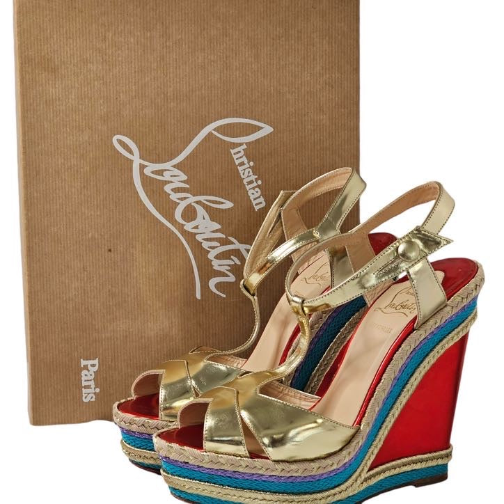 CHRISTIAN LOUBOUTIN TROTOLITA WEDGE HEELS EU 37.5/ UK 4.5