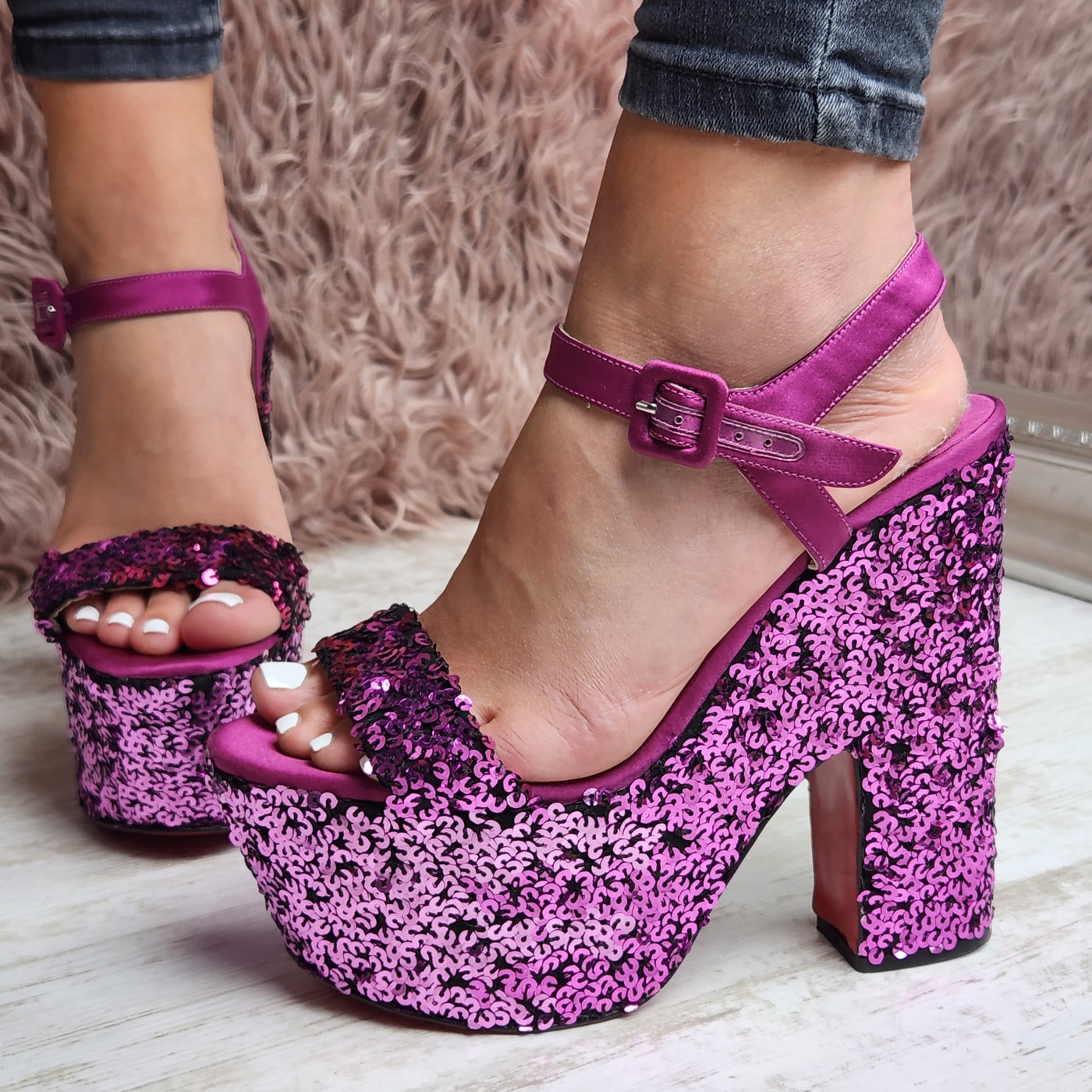 Christian Louboutin Sequin Platform Sandals