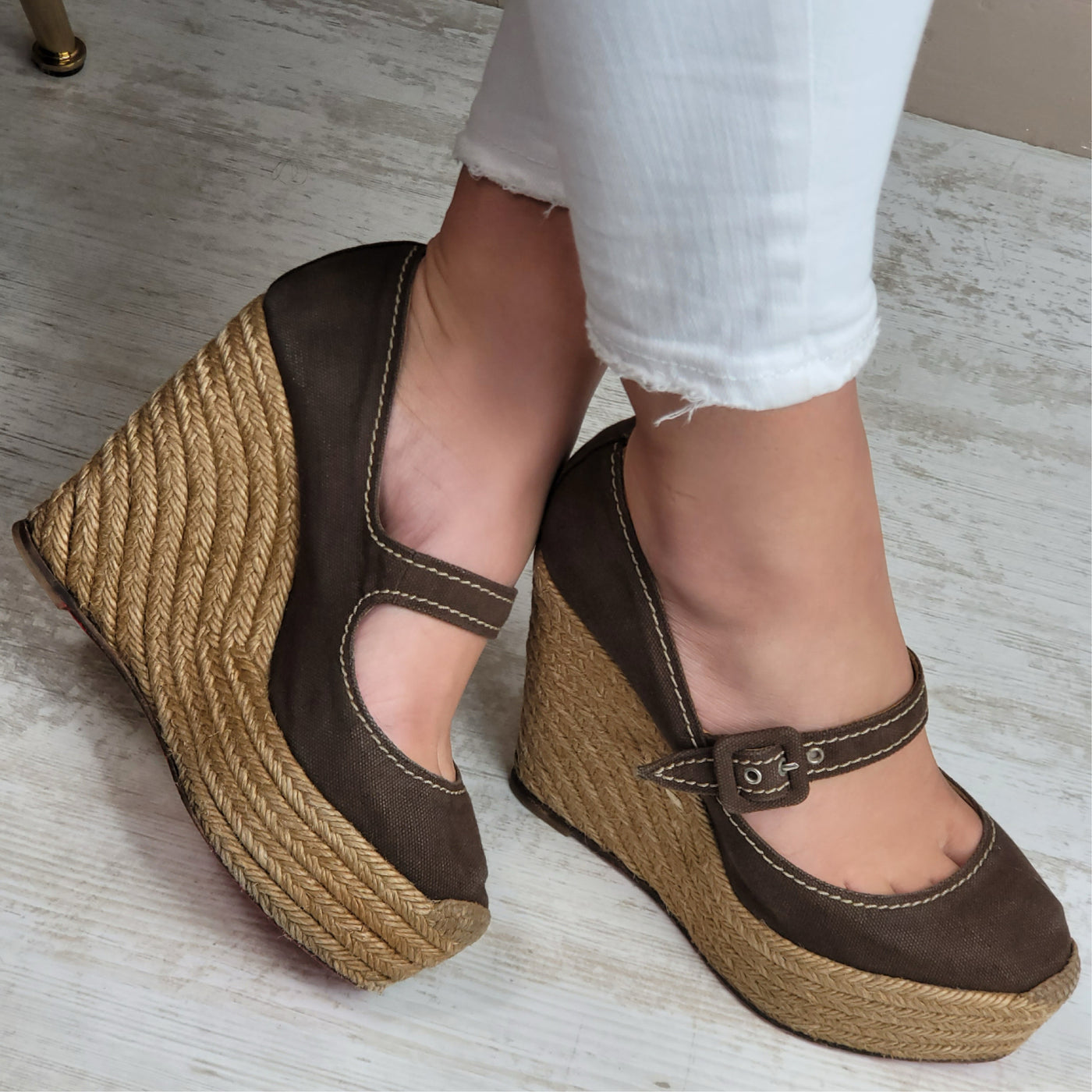 CHRISTIAN LOUBOUTIN ESPADRILLE WEDGE HEELS EU 38/ UK 5