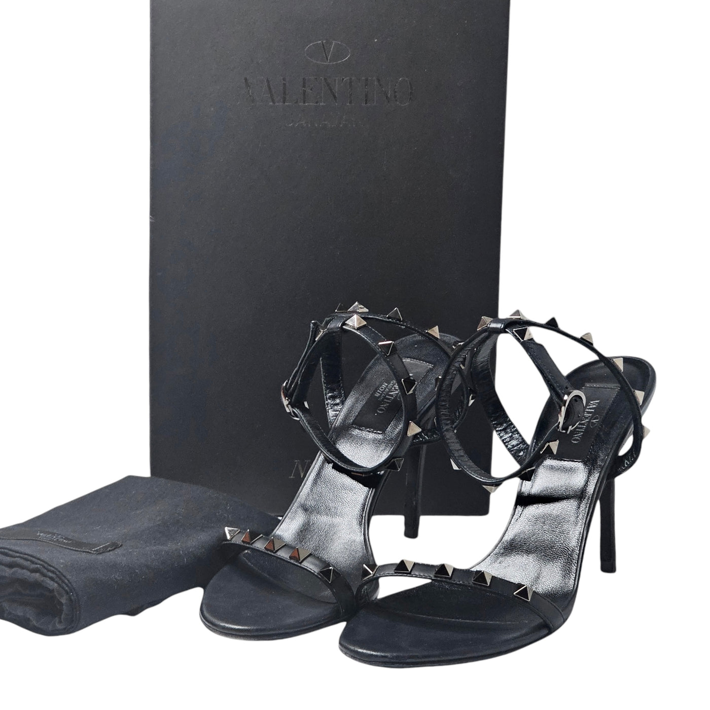 VALENTINO GARAVANI ROCKSTUD NOIR SANDALS EU 37.5/ UK 4.5