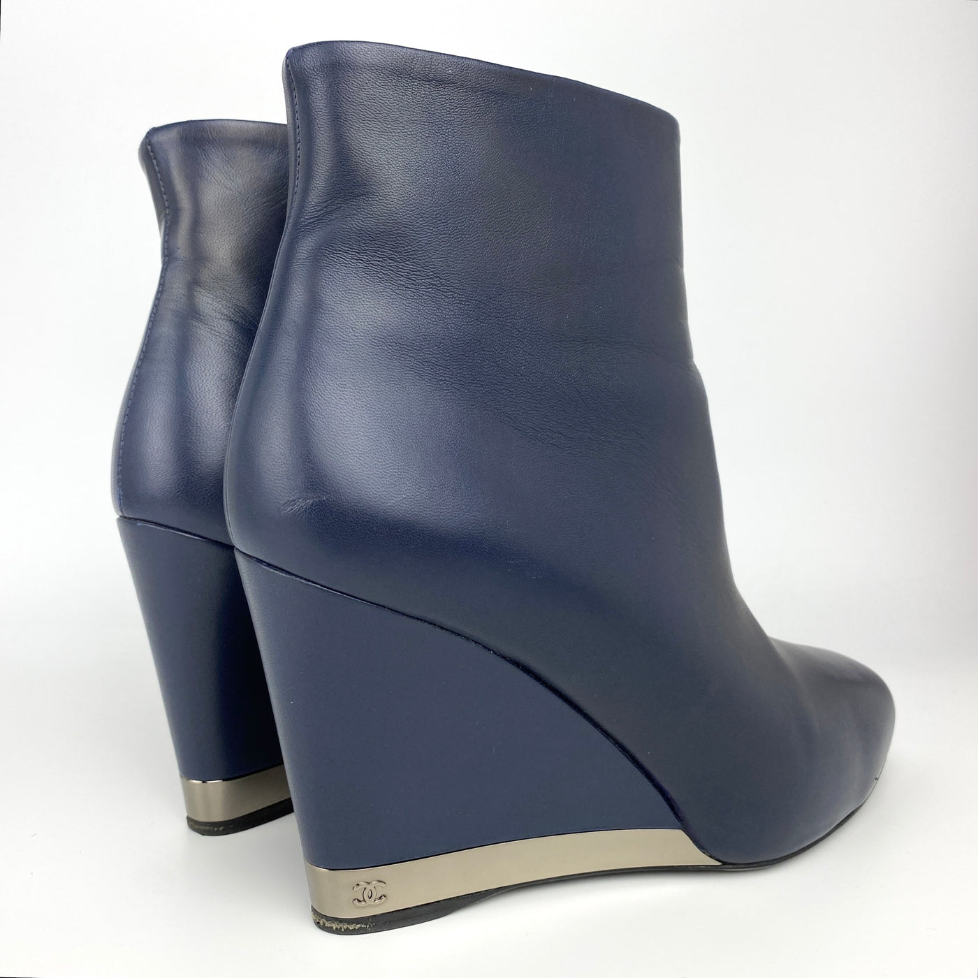 CHANEL LEATHER WEDGE BOOTS EU 38.5/ UK 5.5