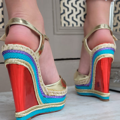 CHRISTIAN LOUBOUTIN TROTOLITA WEDGE HEELS EU 37.5/ UK 4.5