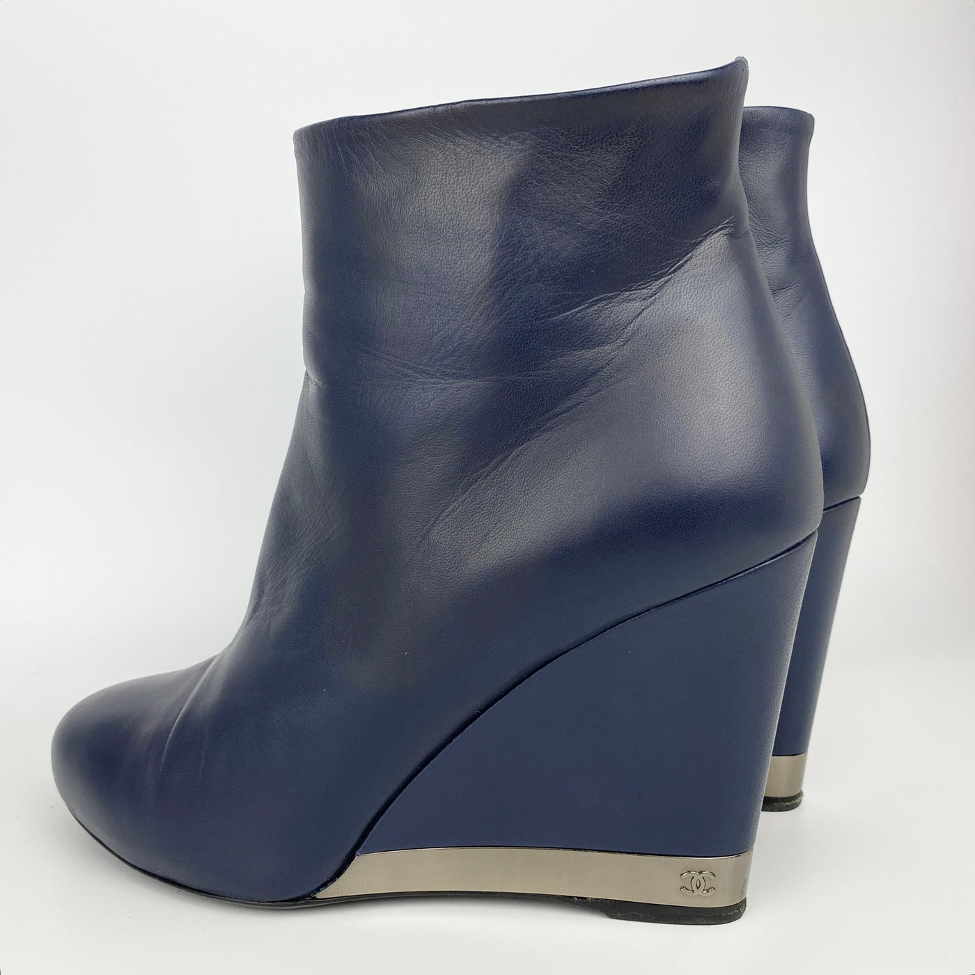 CHANEL LEATHER WEDGE BOOTS EU 38.5/ UK 5.5