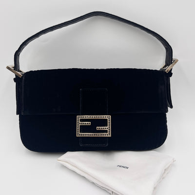 FENDI CRYSTAL FF VELVET BAGUETTE BAG