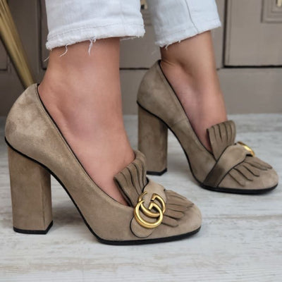 Gucci Marmont Suede Fringe Heels