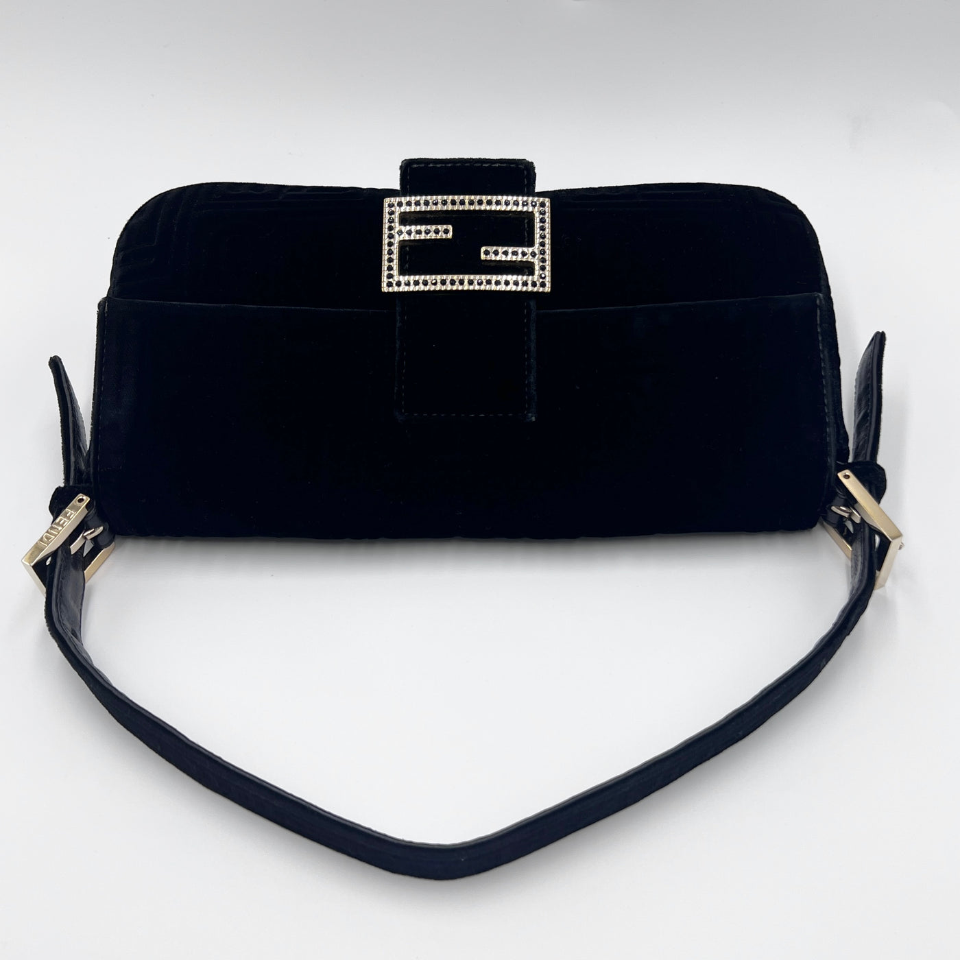 FENDI CRYSTAL FF VELVET BAGUETTE BAG