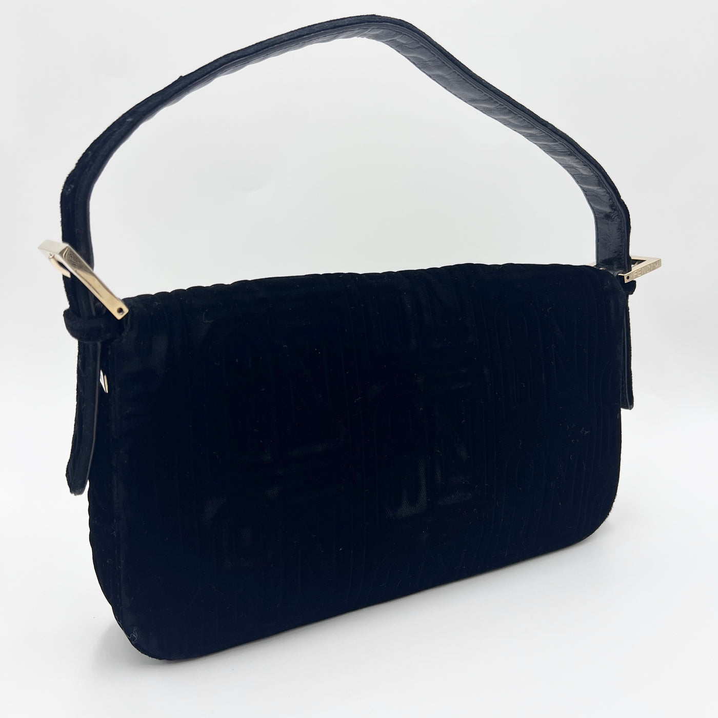 FENDI CRYSTAL FF VELVET BAGUETTE BAG