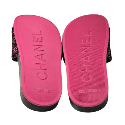 CHANEL CAMELLIA TWEED SLIDES EU 35/ UK 2/2.5