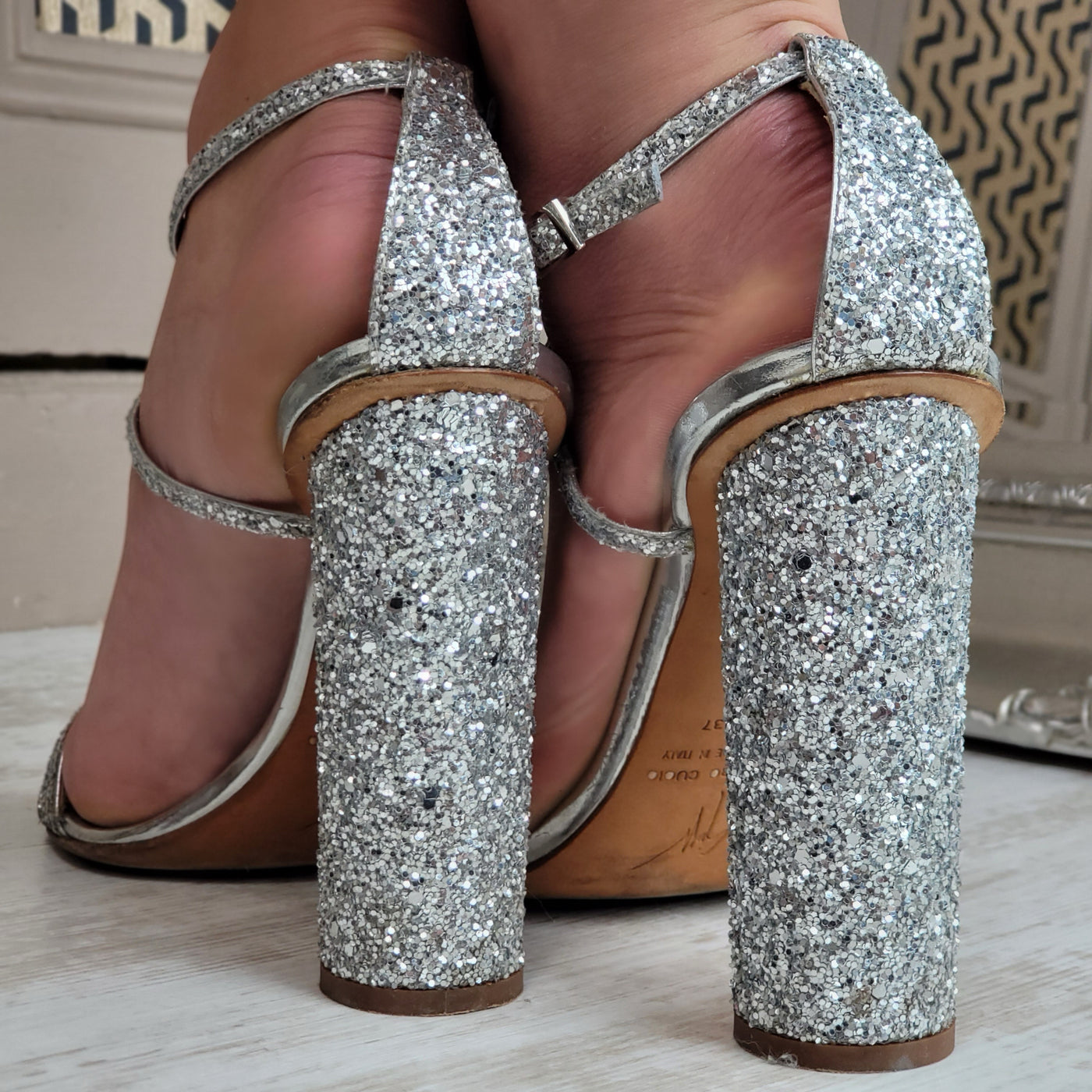 GUISEPPE ZANOTTI GLITTER SANDALS EU 37/ UK 4