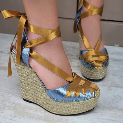 GUCCI ALEXIS ESPADRILLE WEDGE HEELS EU 38/ UK 5