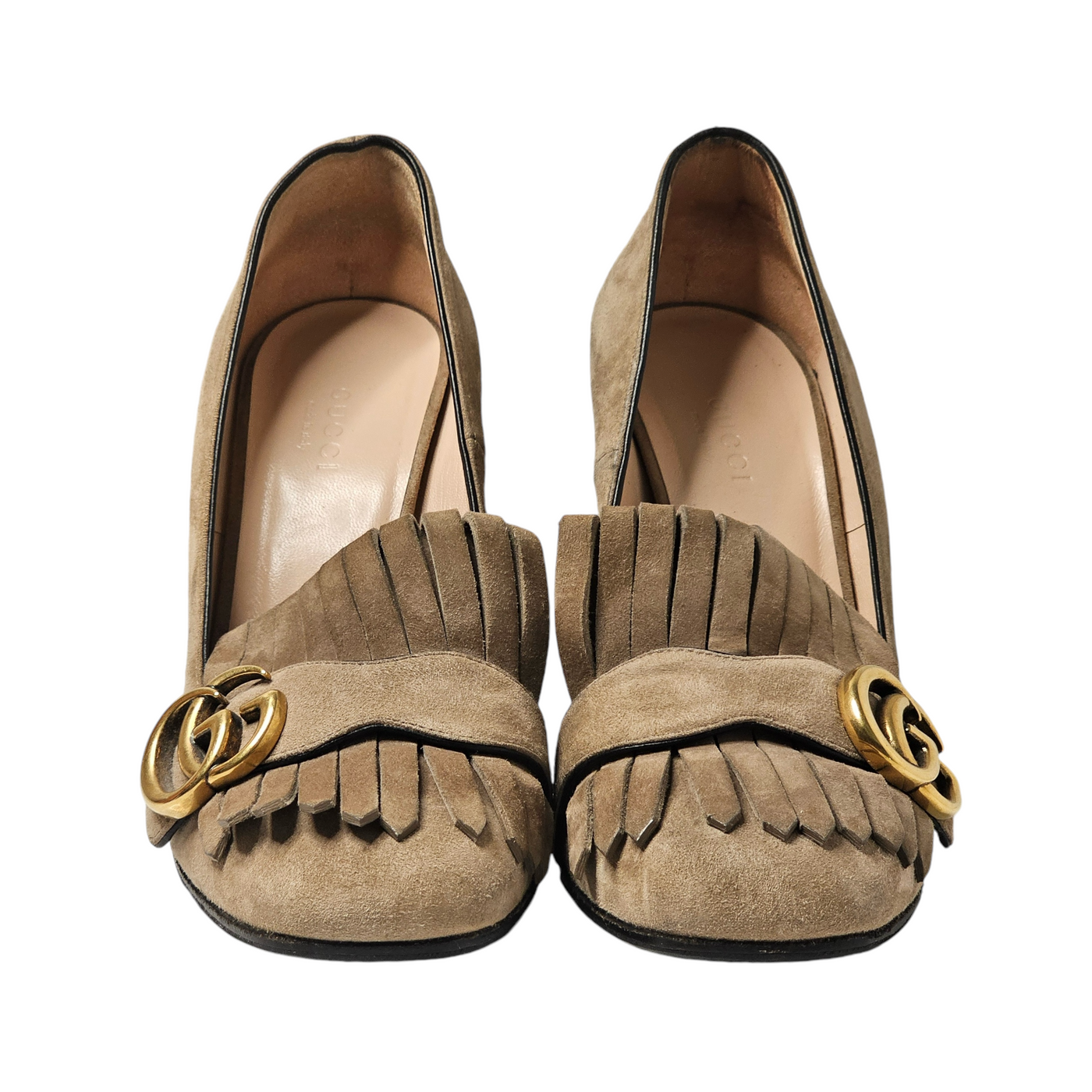 GUCCI MARMONT SUEDE FRINGE HEELS EU 37/ UK 4