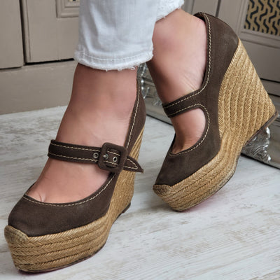 CHRISTIAN LOUBOUTIN ESPADRILLE WEDGE HEELS EU 38/ UK 5