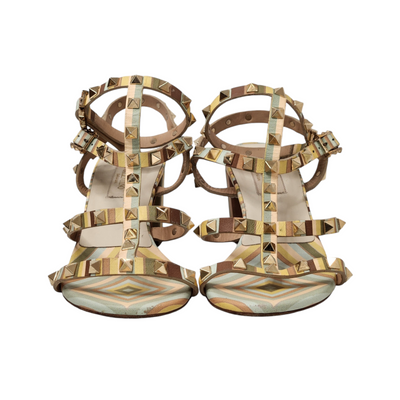 VALENTINO GARAVANI ROCKSTUD STRIPED SANDALS EU 37/ UK 4