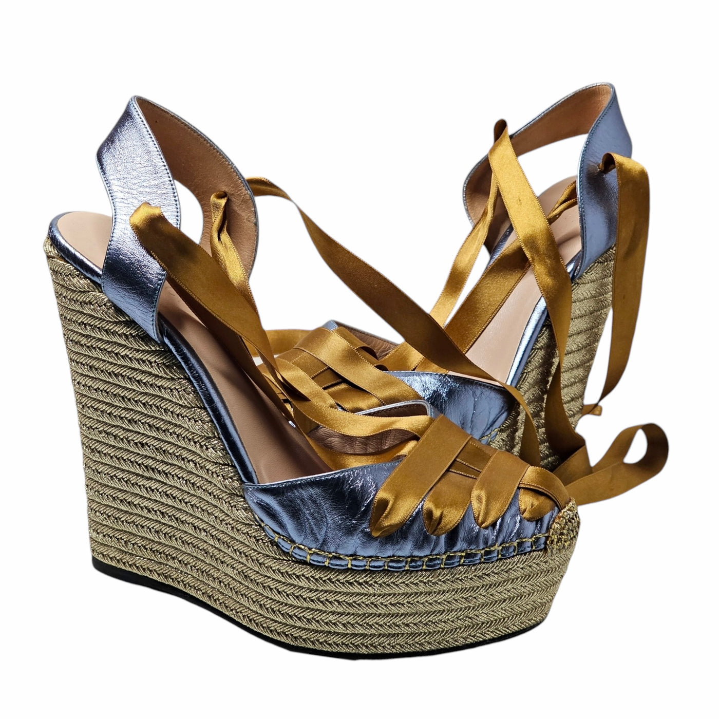 GUCCI ALEXIS ESPADRILLE WEDGE HEELS EU 38/ UK 5