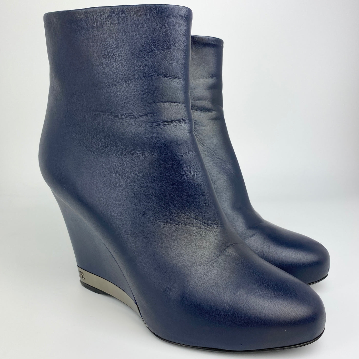 CHANEL LEATHER WEDGE BOOTS EU 38.5/ UK 5.5