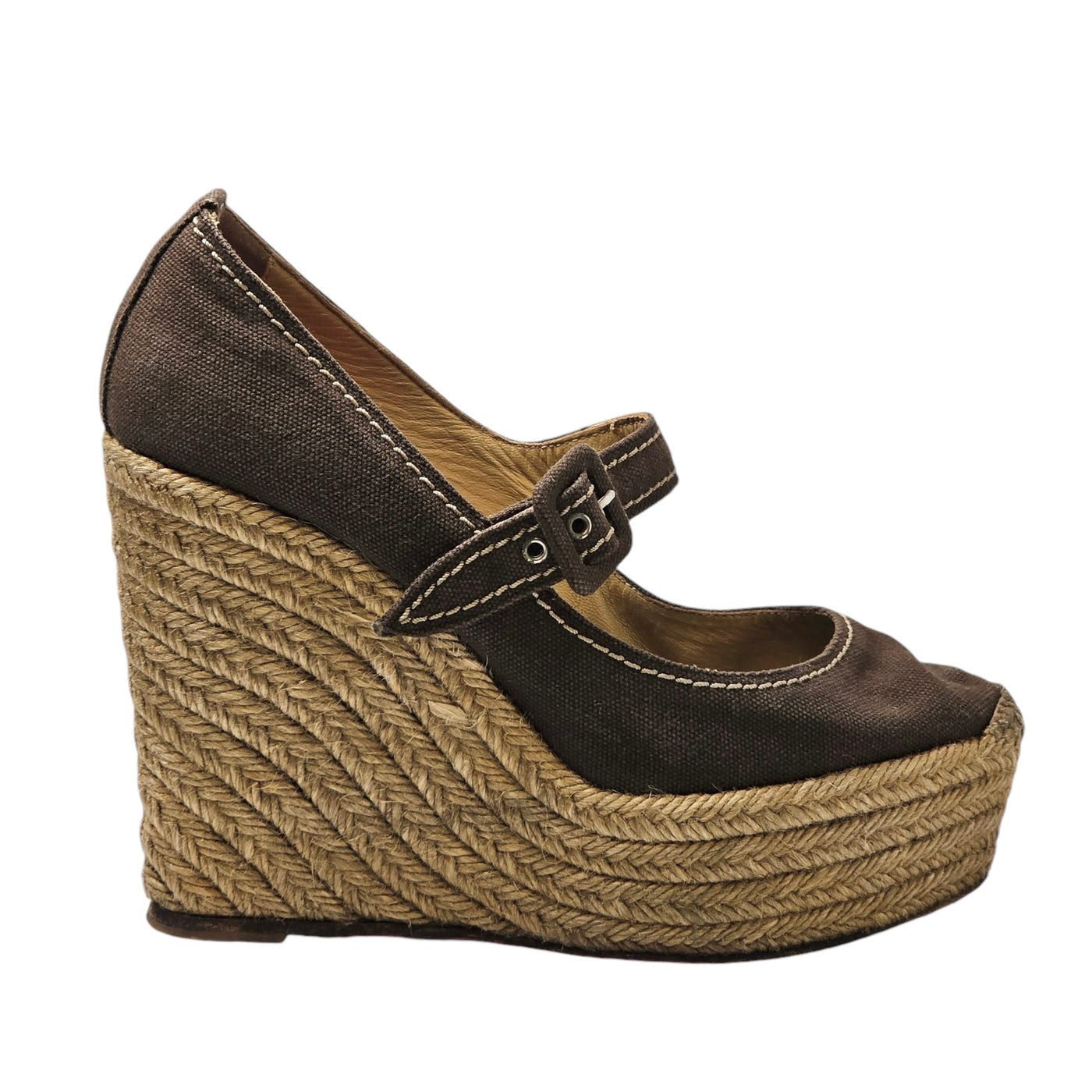 CHRISTIAN LOUBOUTIN ESPADRILLE WEDGE HEELS EU 38/ UK 5