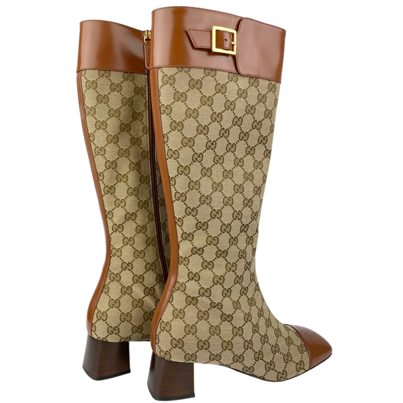 GUCCI GG ELLIS MONOGRAM CANVAS KNEE HIGH BOOTS EU 40/ UK 7