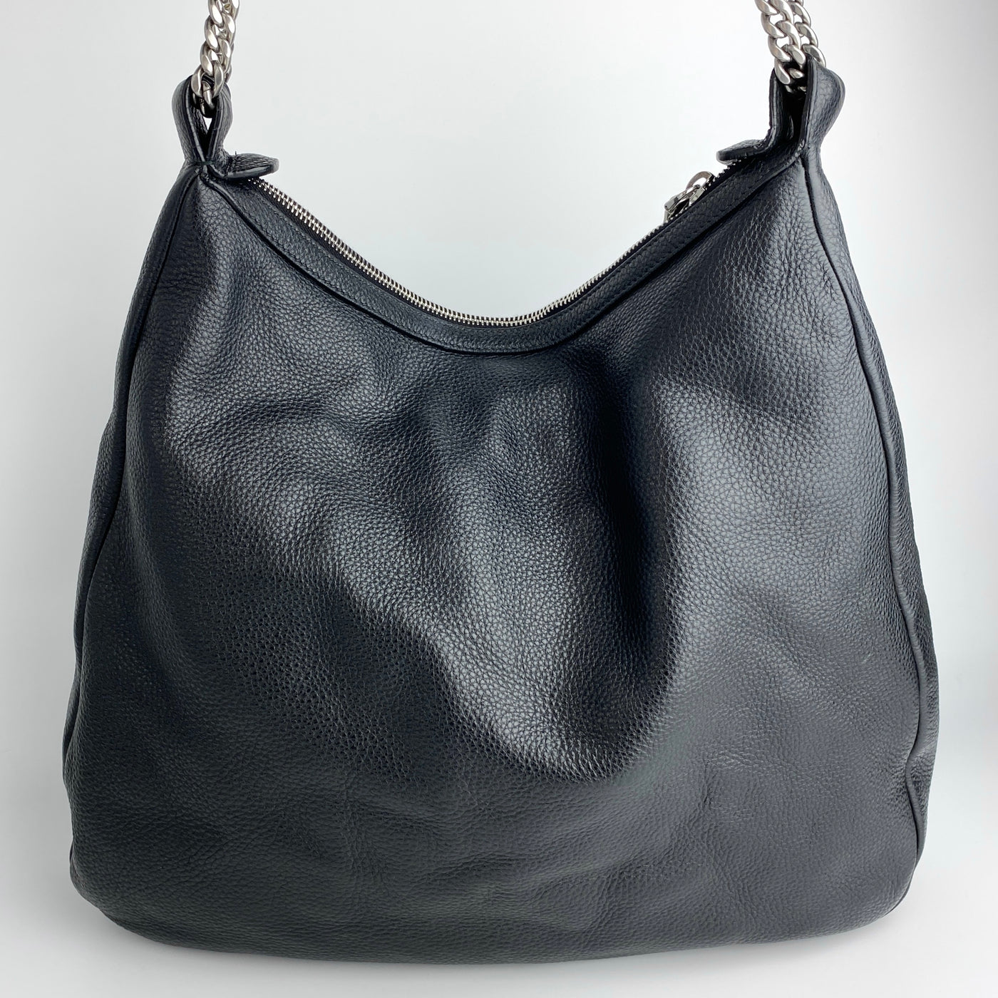 PRADA CHAIN LEATHER HOBO BAG