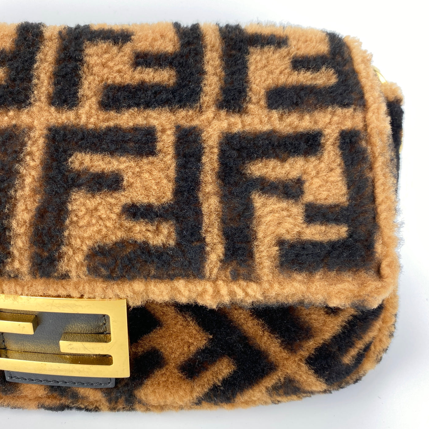 FENDI SHEARLING FUR BAGUETTE BAG