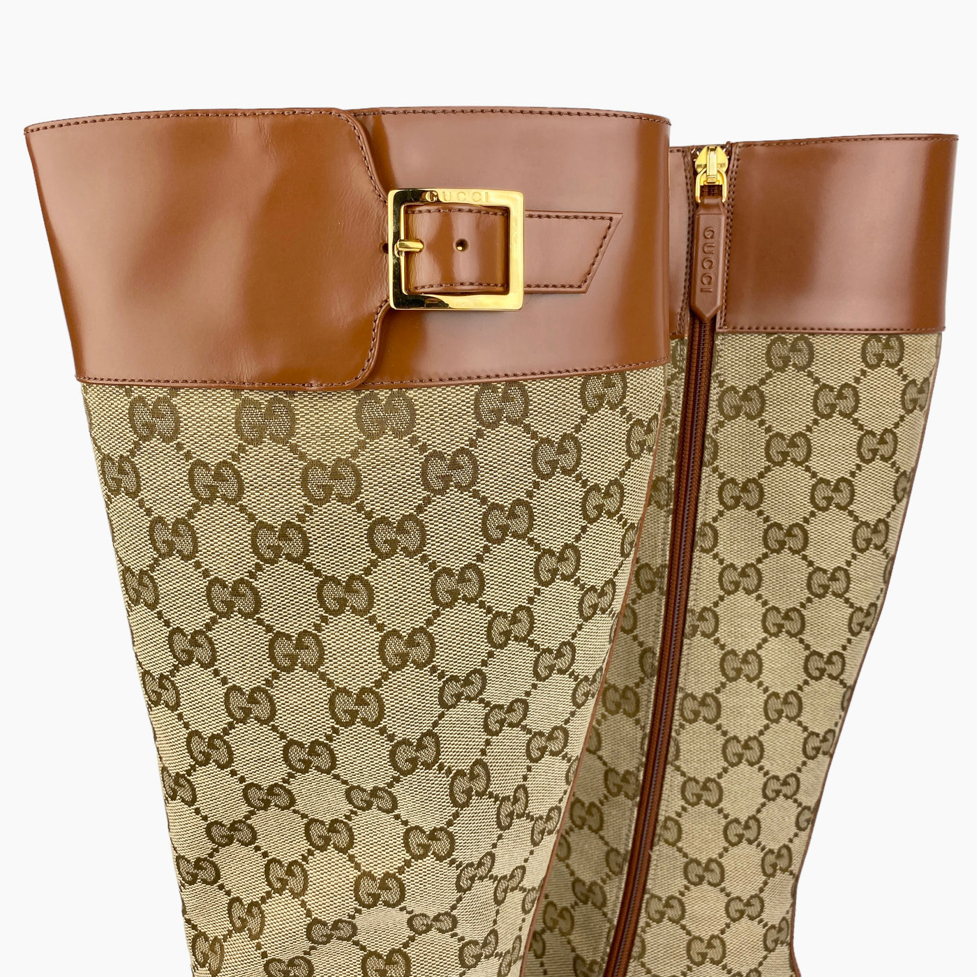 GUCCI GG ELLIS MONOGRAM CANVAS KNEE HIGH BOOTS EU 40/ UK 7