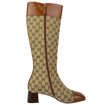 GUCCI GG ELLIS MONOGRAM CANVAS KNEE HIGH BOOTS EU 40/ UK 7