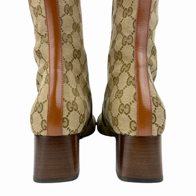 GUCCI GG ELLIS MONOGRAM CANVAS KNEE HIGH BOOTS EU 40/ UK 7