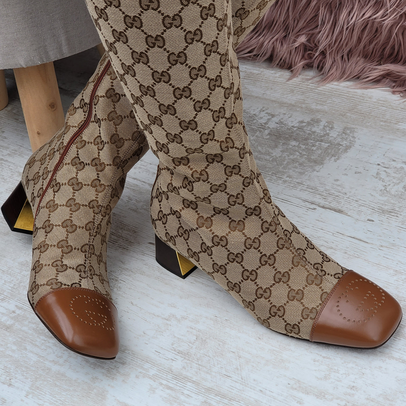 Gucci Ellis GG-Monogram Canvas Knee-High Boots