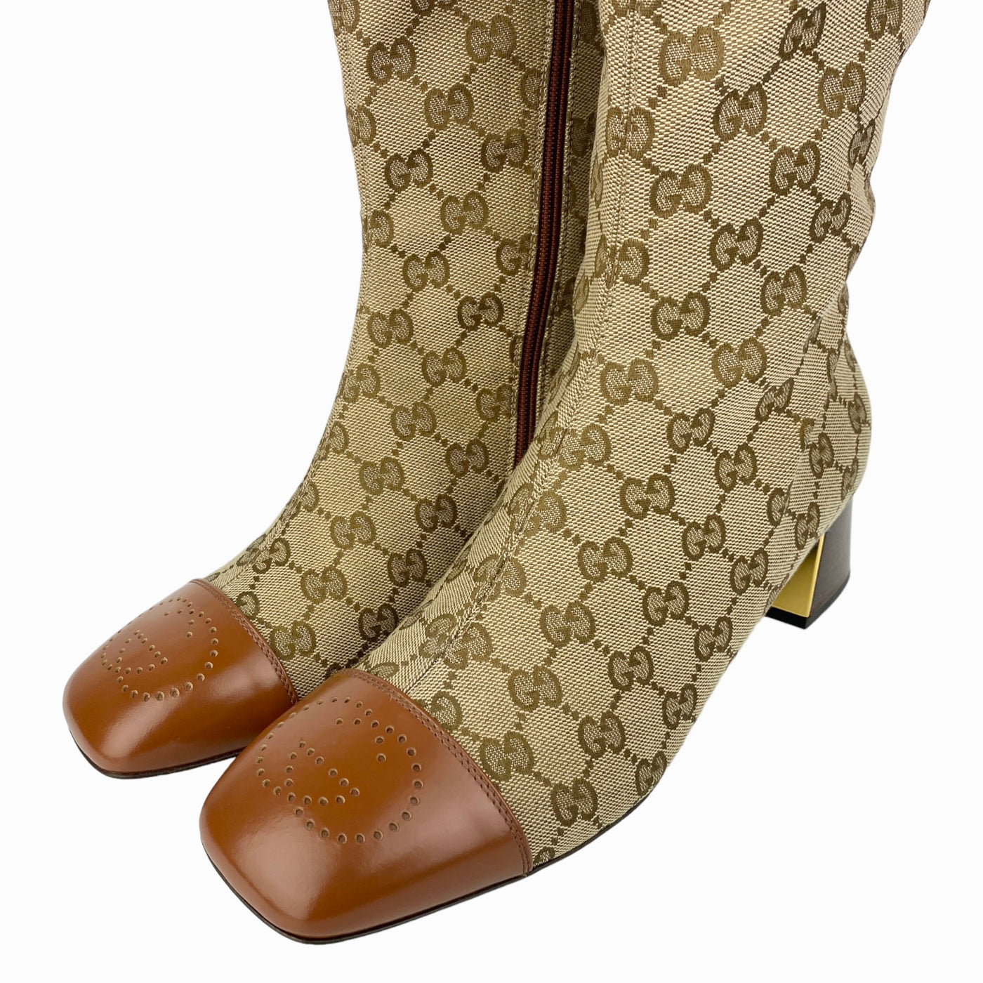 GUCCI GG ELLIS MONOGRAM CANVAS KNEE HIGH BOOTS EU 40/ UK 7