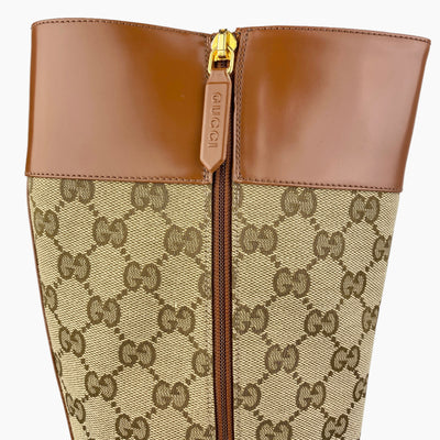 GUCCI GG ELLIS MONOGRAM CANVAS KNEE HIGH BOOTS EU 40/ UK 7