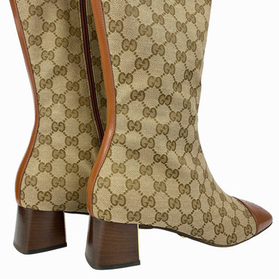 GUCCI GG ELLIS MONOGRAM CANVAS KNEE HIGH BOOTS EU 40/ UK 7