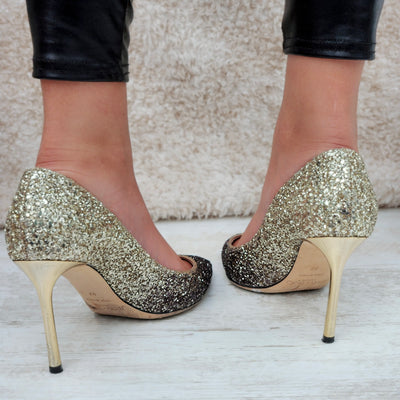 JIMMY CHOO ROMY GLITTER PUMPS EU 37/ UK 4