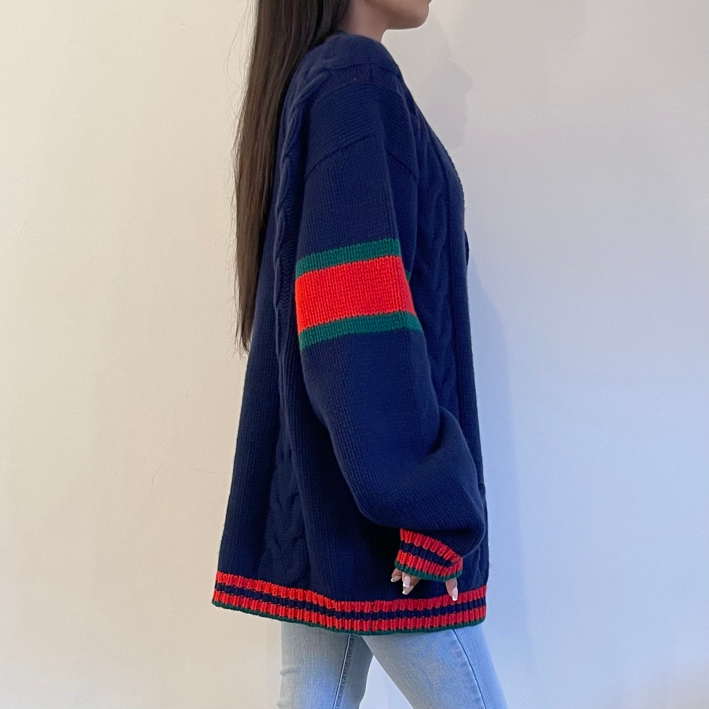 GUCCI OVERSIZED CABLE KNIT CARDIGAN SIZE XL