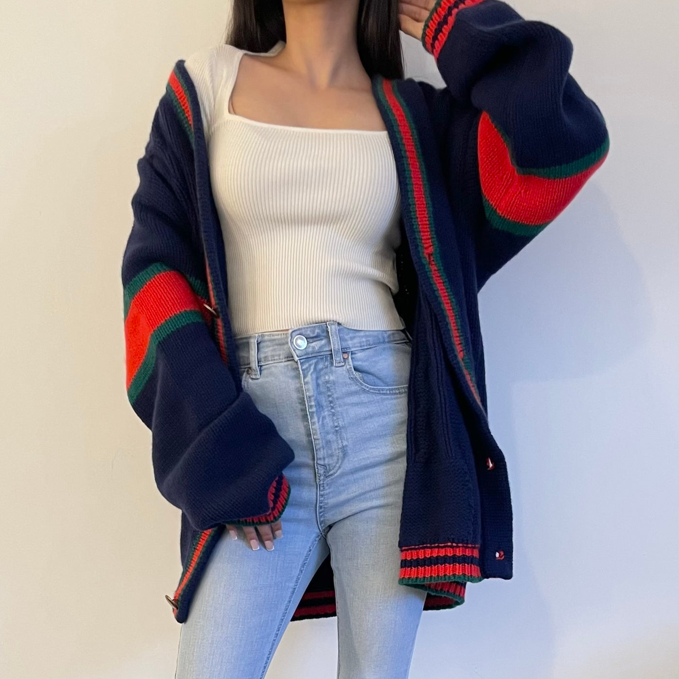 GUCCI OVERSIZED CABLE KNIT CARDIGAN SIZE XL